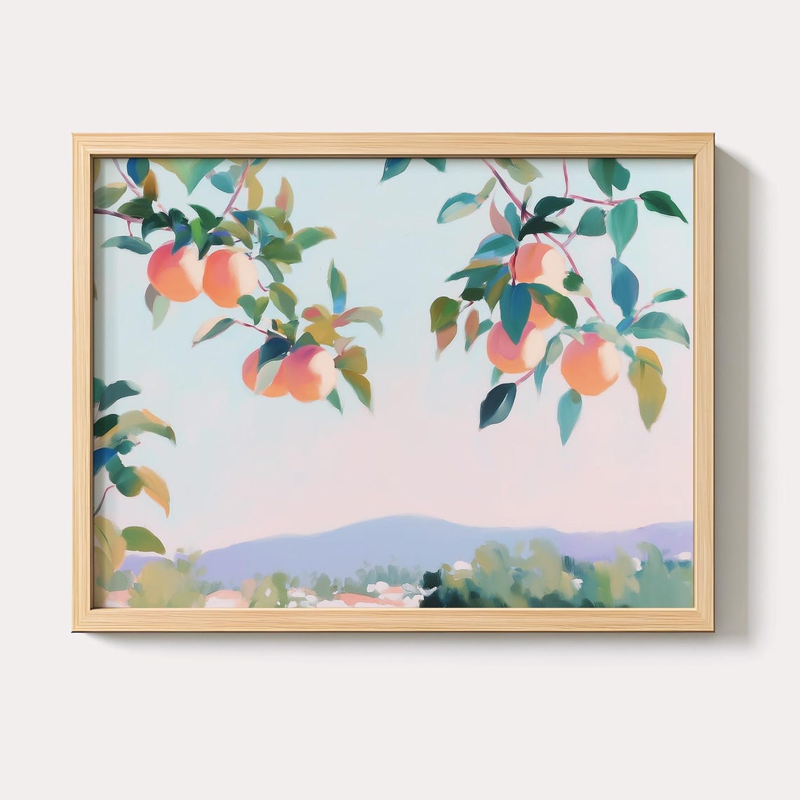 Citrus Orange Tree Pastel Painting Orchard Valley Kitchen Wall Art