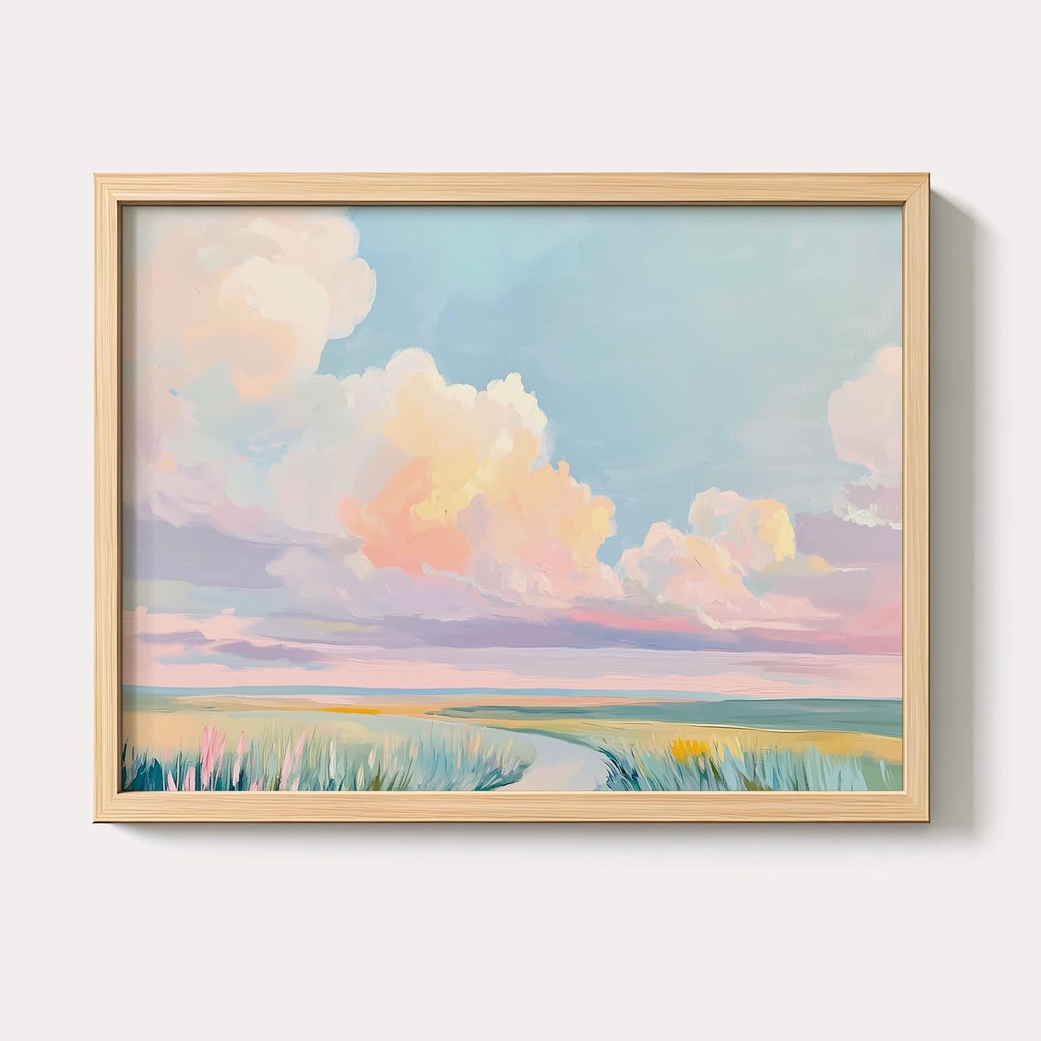 Pastel Prairie Cloudscape Spring Meadow Landscape Art Poster
