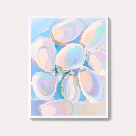 Pastel Oyster Shell Art Print Abstract Coastal Decor