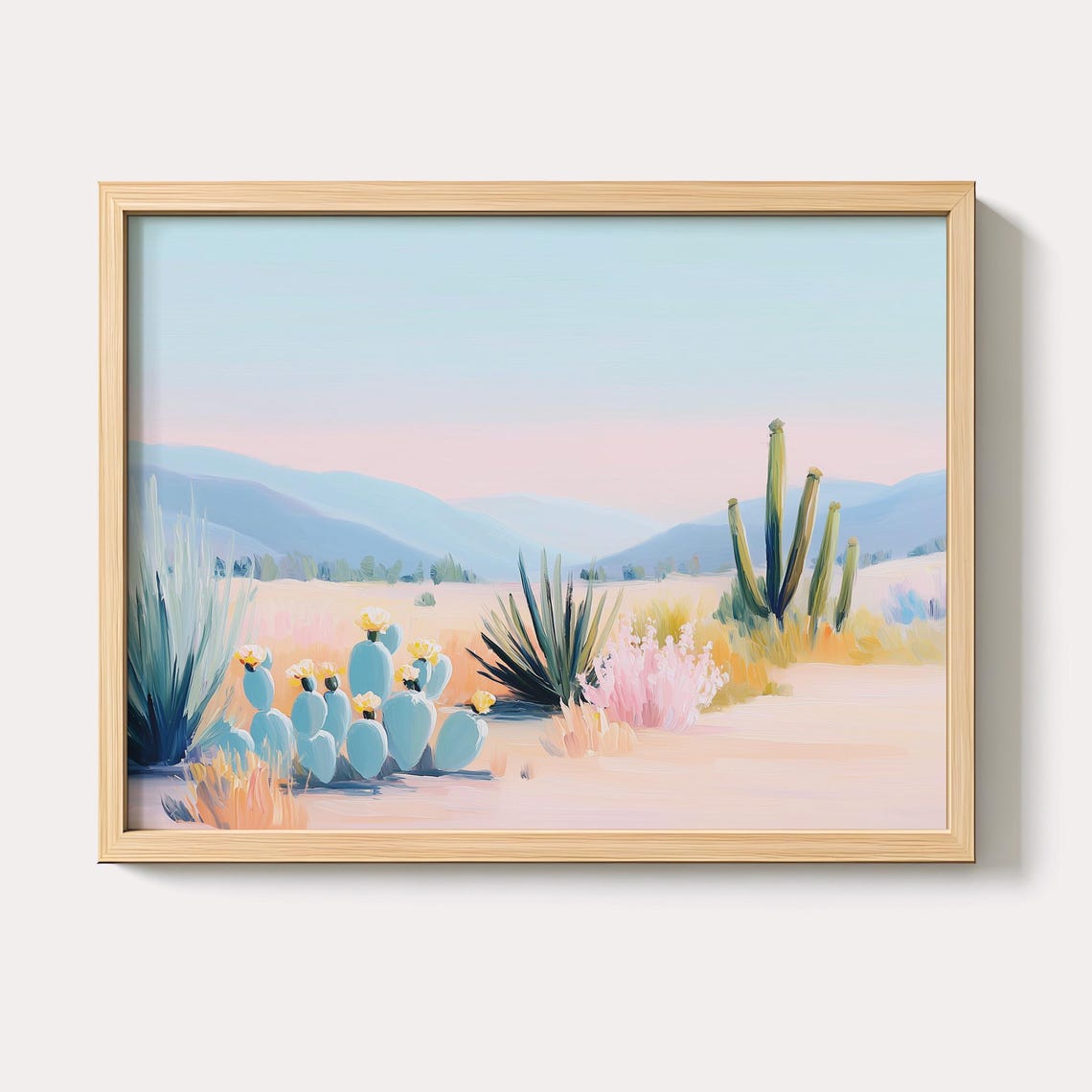 Pastel Desert Cactus Landscape Saguaro Sunset Southwestern Poster