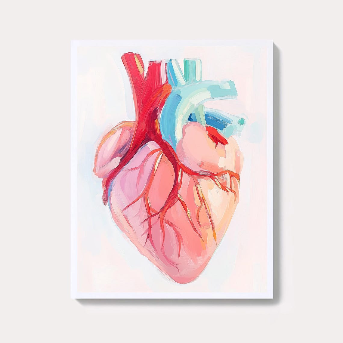 Colorful Heart Anatomy Watercolor Painting Spooky Halloween Art