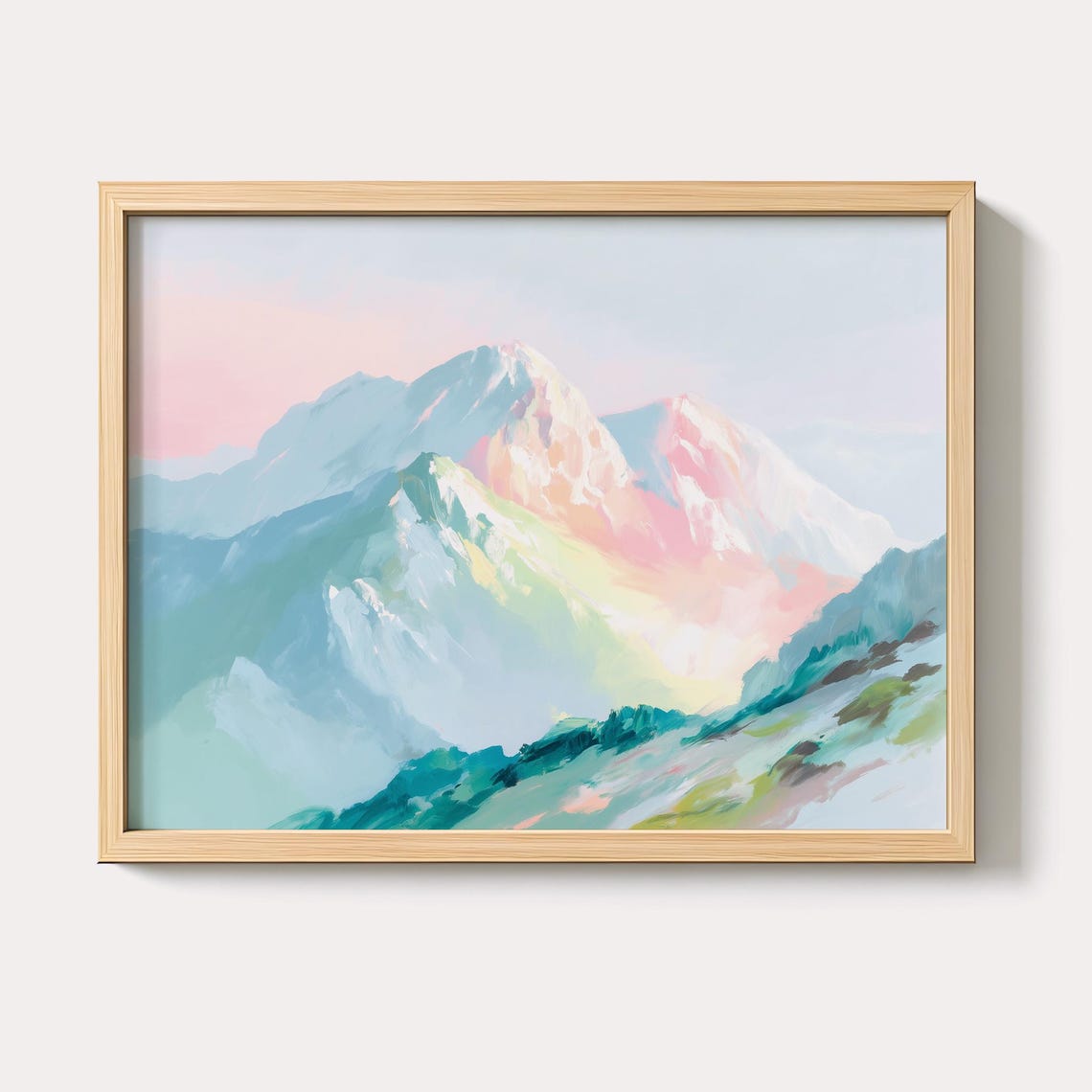 Mountain Watercolor Landscape Art Print Abstract Pastel Nature