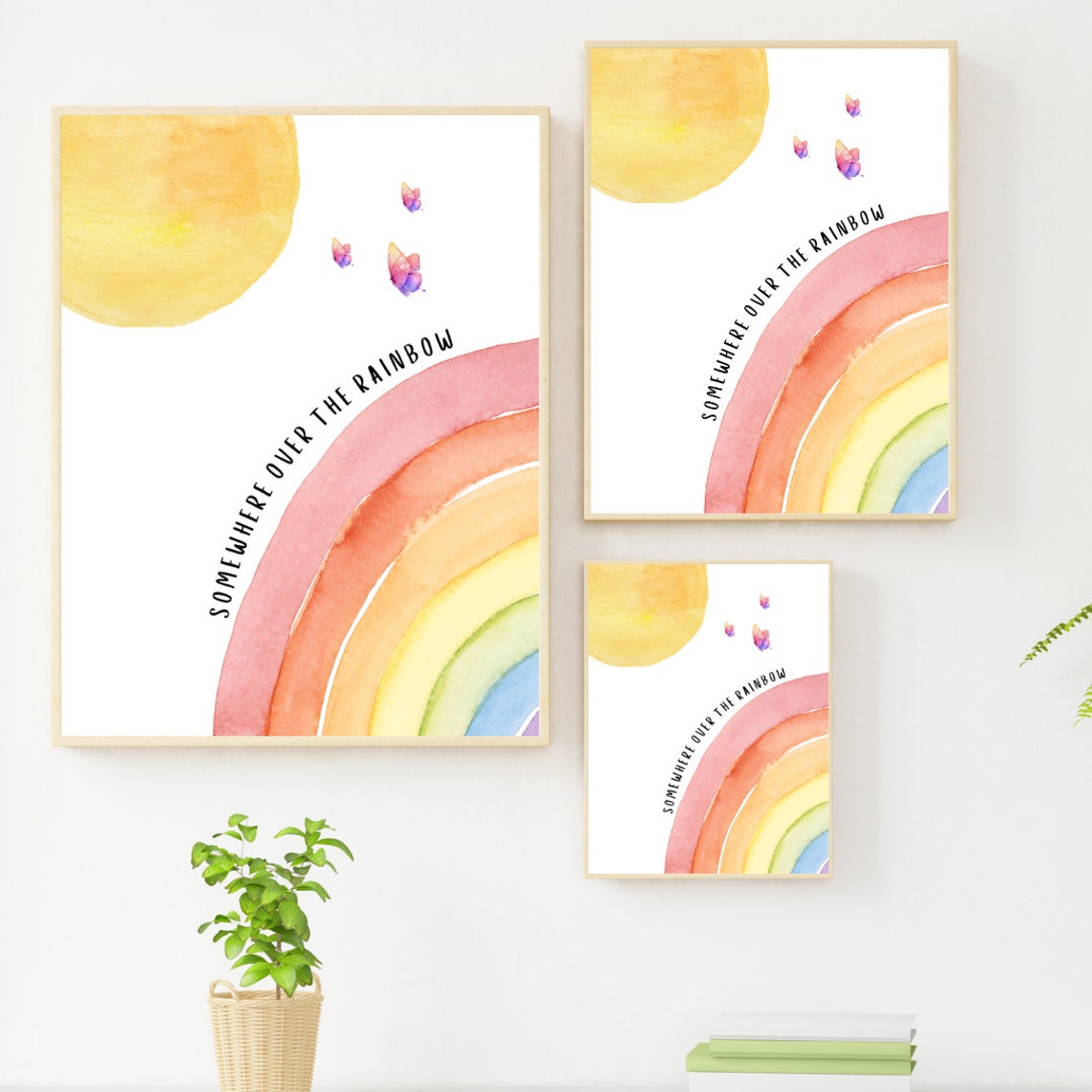 Somewhere Over The Rainbow Print Rainbow Sunshine Butterfly Print Rainbow Decor Playroom Prints Nursery Decor - Image 3
