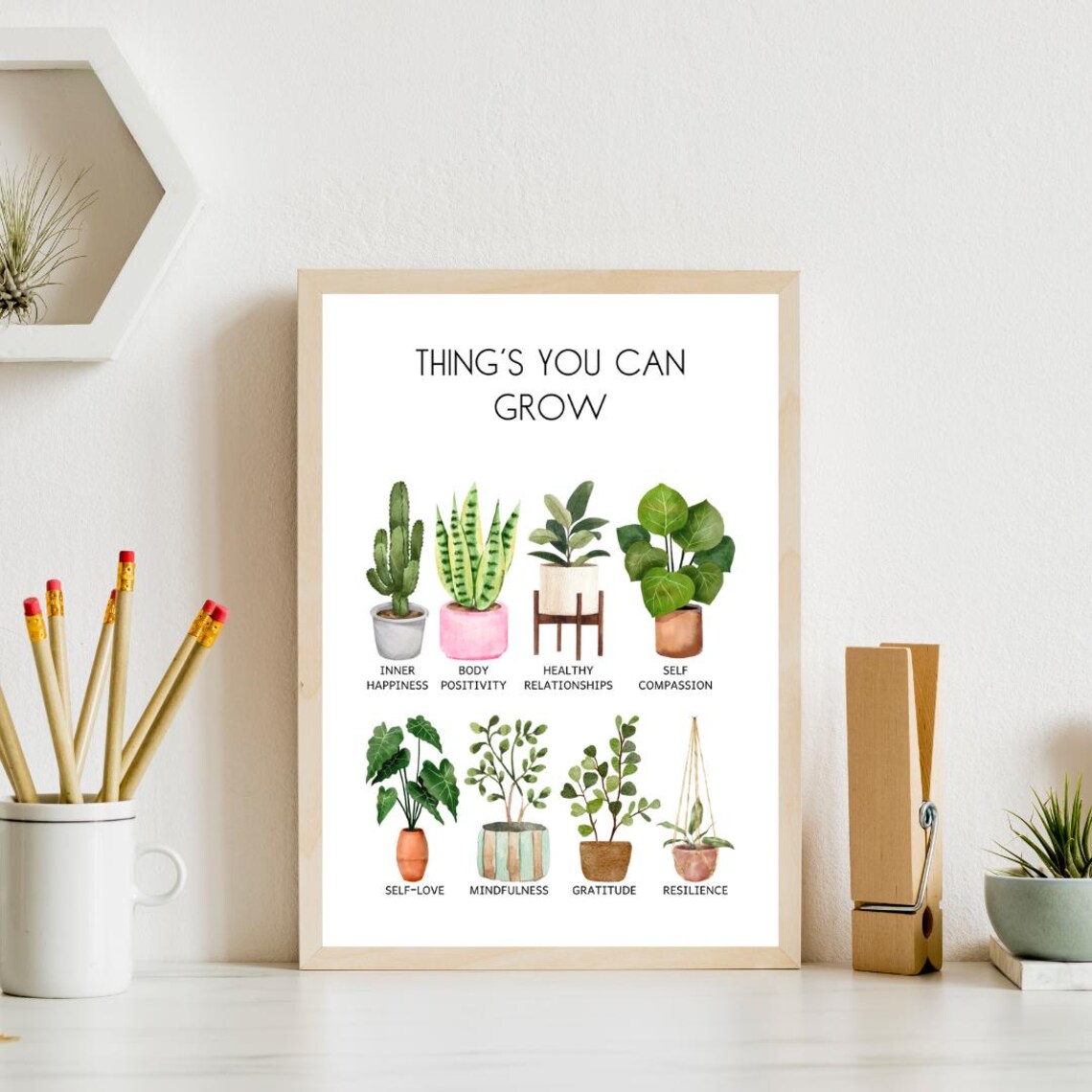 Things You Can Grow Watercolor Plant Mindfulness Self Love Poster - Image 3