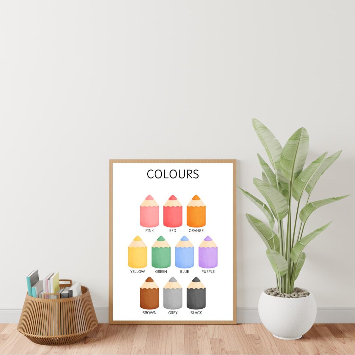 Kids Colors Pencil Poster with British and American Spelling Included - Image 2