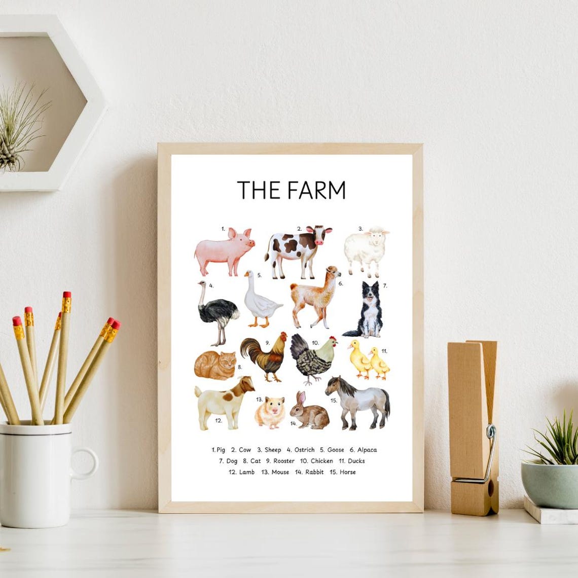 The Farm Animals Educational Chart Kids Farm Animal Learning Poster - Image 4