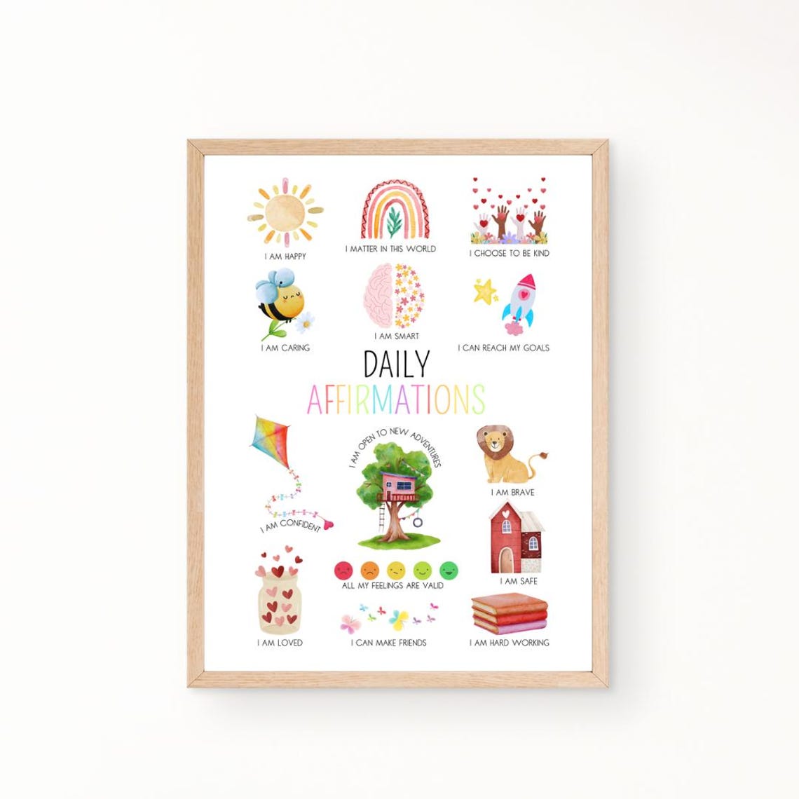 Daily Affirmations For Kids Illustrated Positive Quotes Poster Chart