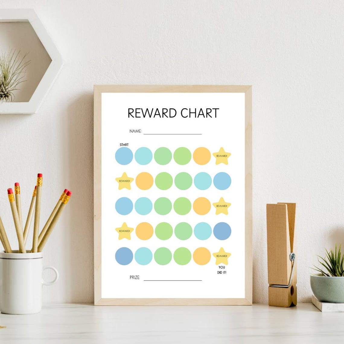 Kids Reward Chart Ocean Pastel Star Milestone Tracker Chore Poster - Image 2