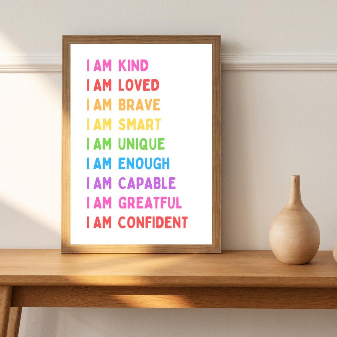 Rainbow Kids I Am Affirmations Poster for Playroom and Classroom Decor - Image 2