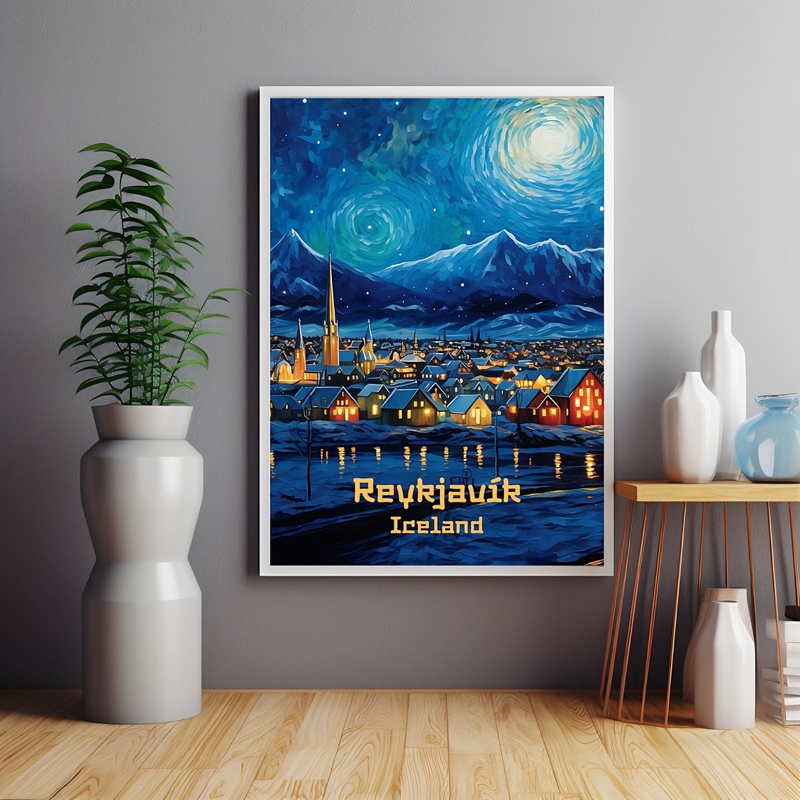 Reykjavik Iceland Vintage Travel Poster