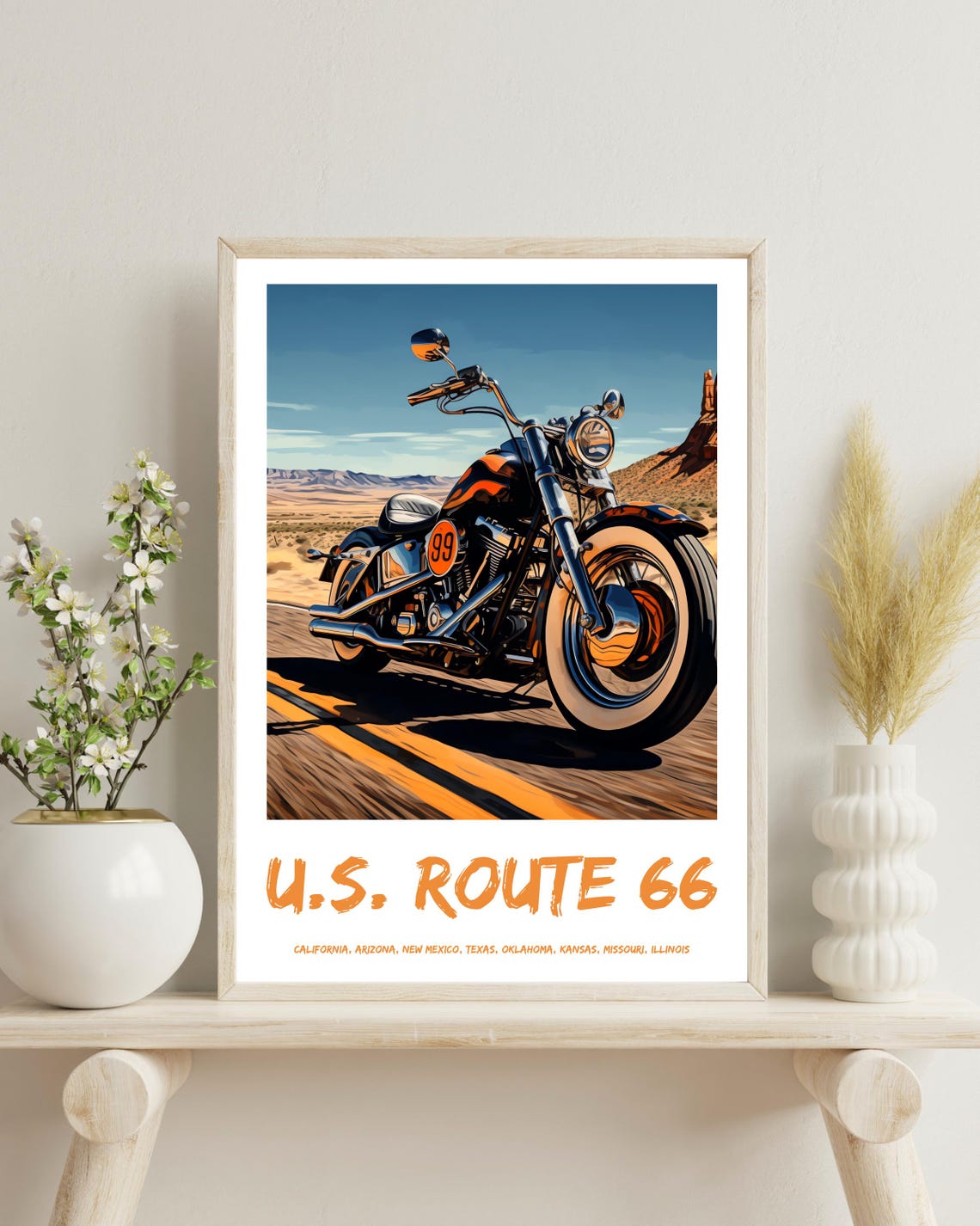 Us Route 66 Travel Poster, Route 66 Wall Decor