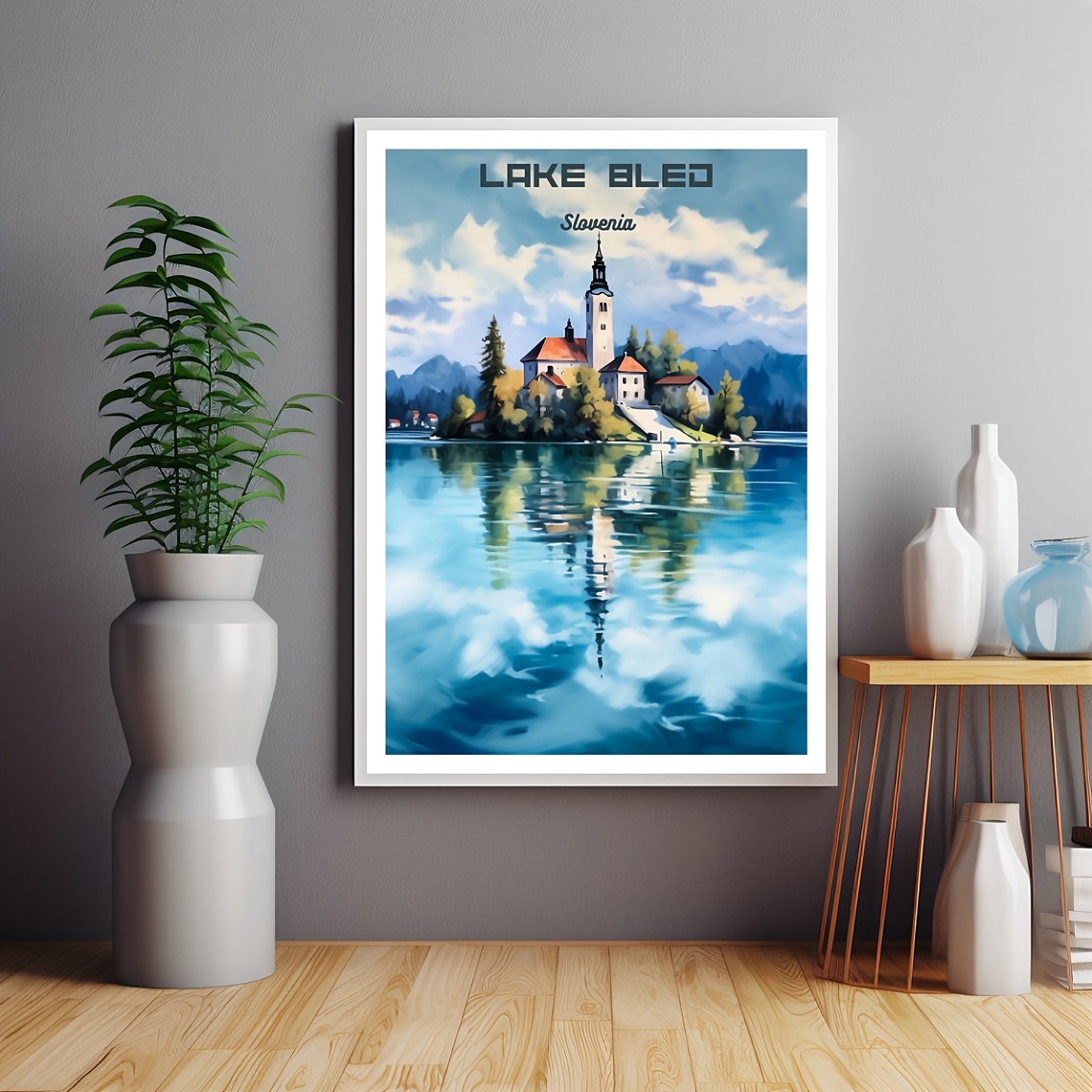 Lake Bled Traditional Travel Poster, Slovenia