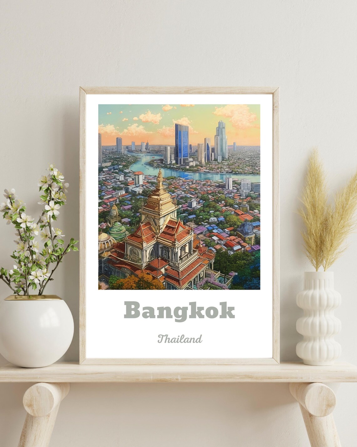 Bangkok Thailand Travel Poster, Asia Art Print