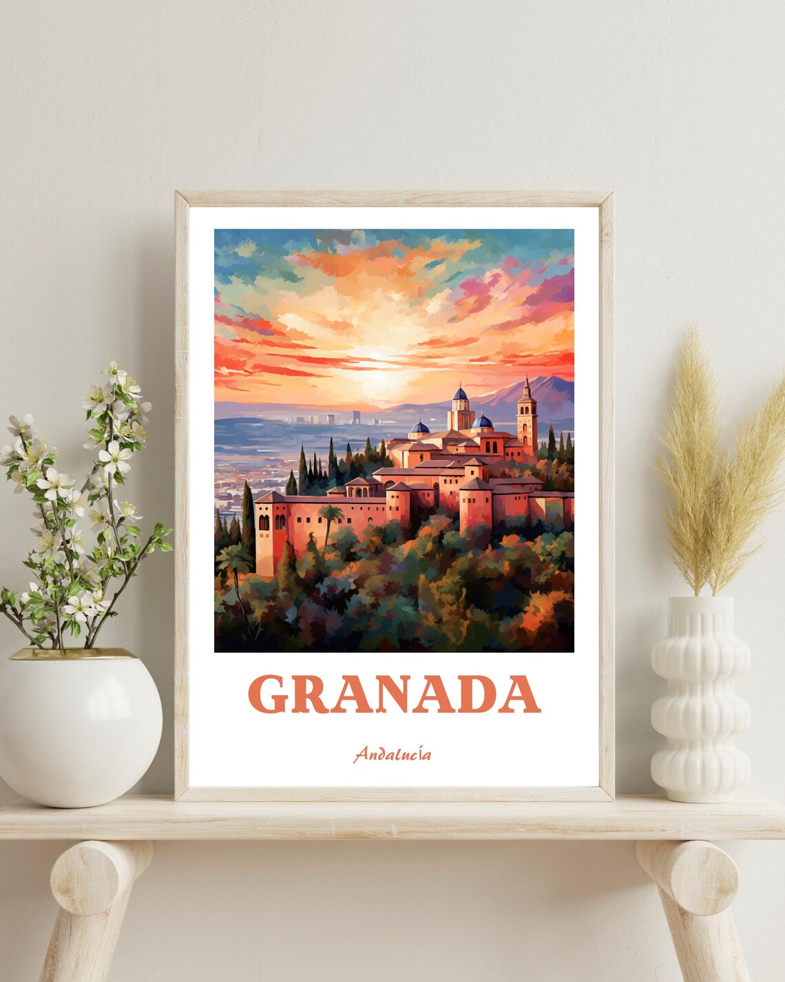 Granada Travel Poster, Andalusia Spain