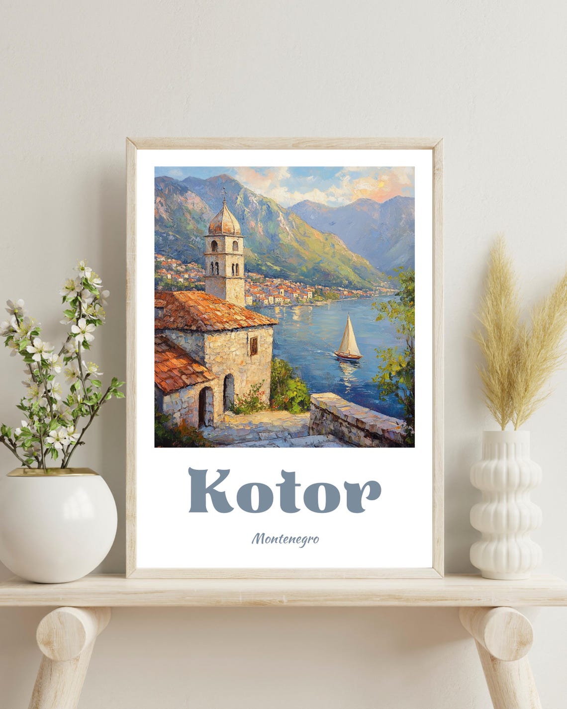 Kotor Montenegro Travel Poster, Bay of Kotor