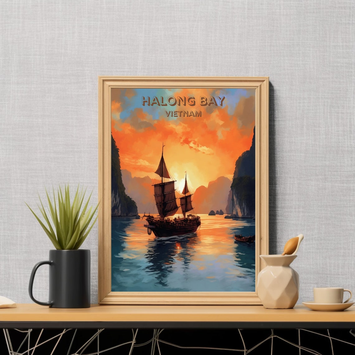 Halong Bay Travel Poster, Vietnam Art Wedding Gift - Image 2