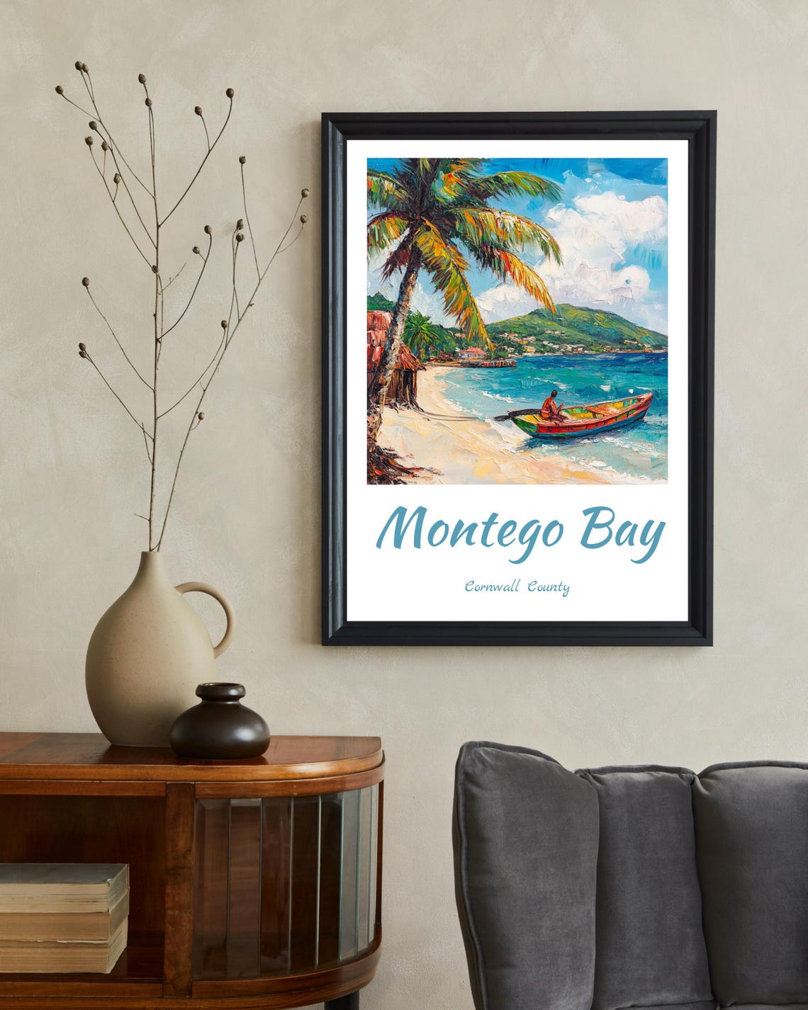Montego Bay Jamaica Travel Poster, Caribbean Art - Image 2