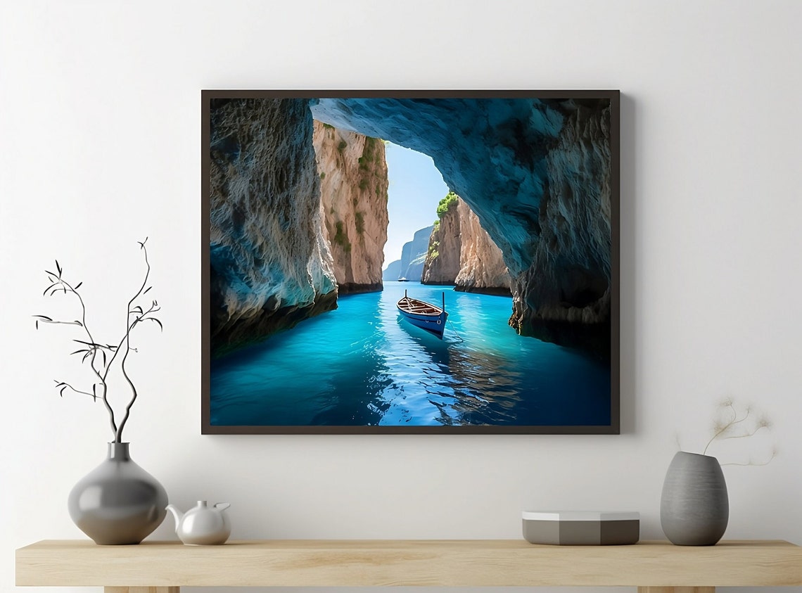 Blue Grotto Travel Poster, Capri Italy