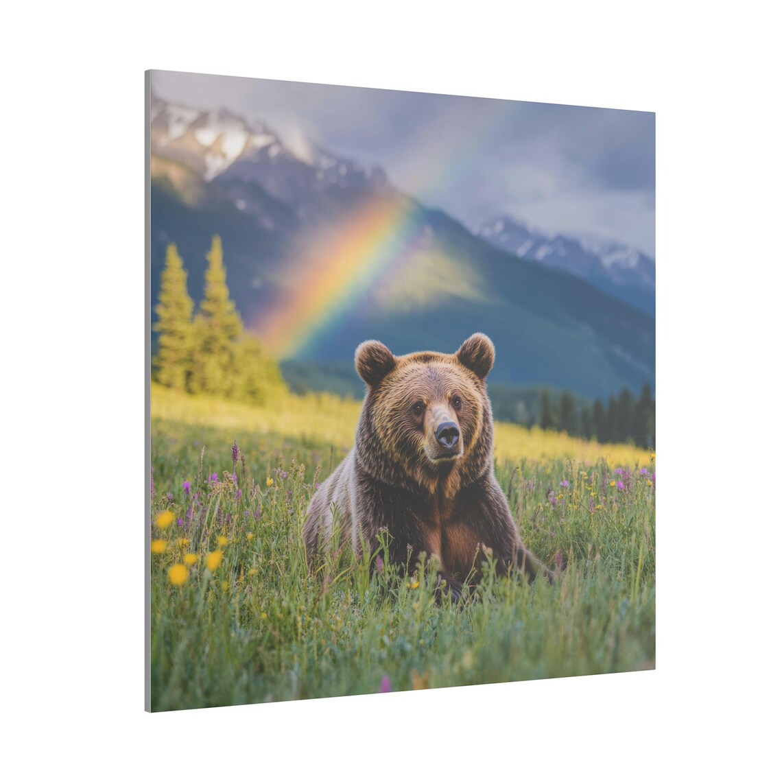 Bear Animal Grizzly Mountain Nature Rainbow Wall Art Print - Image 3