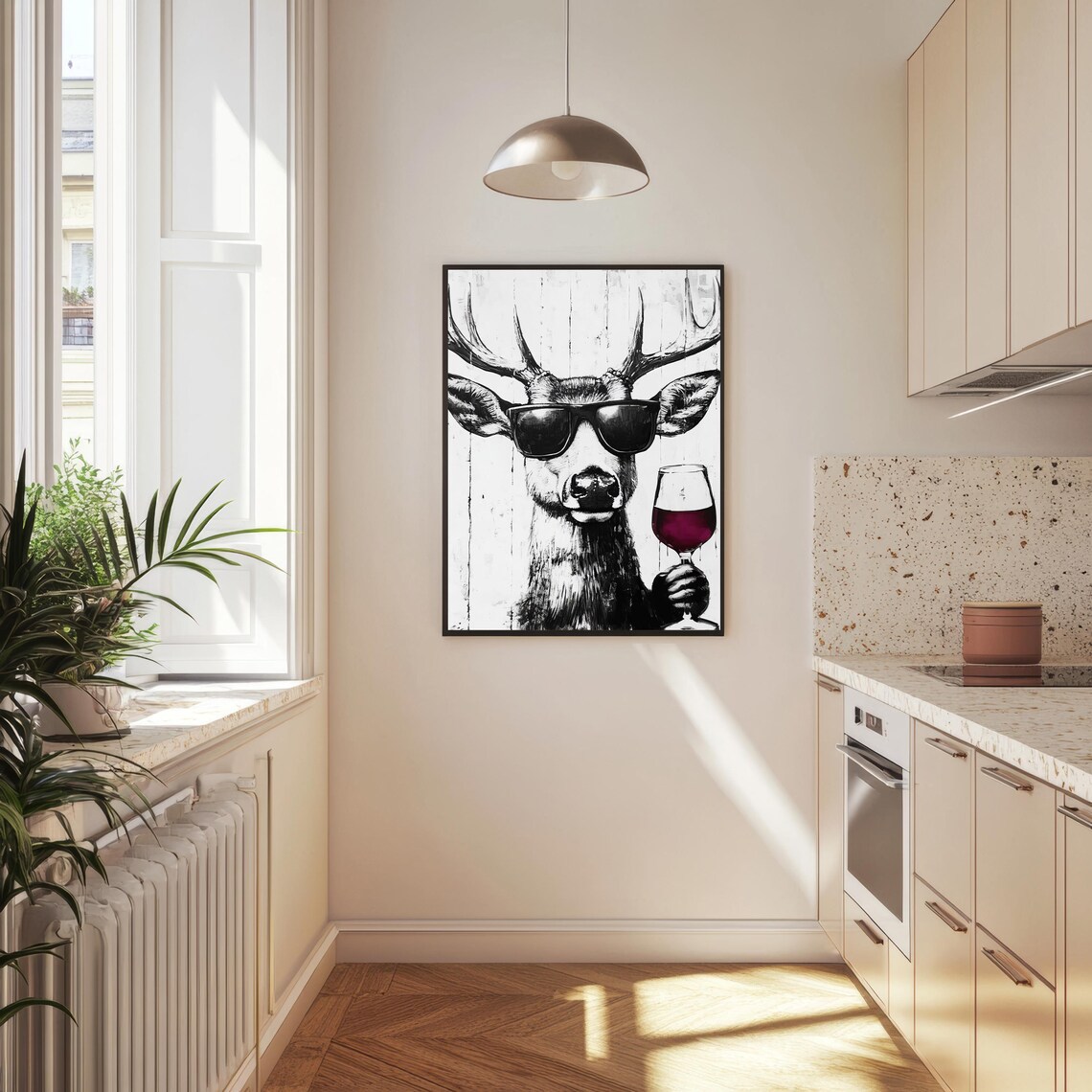 Deer Print, Funny Wine Dining Room Decor - Image 2