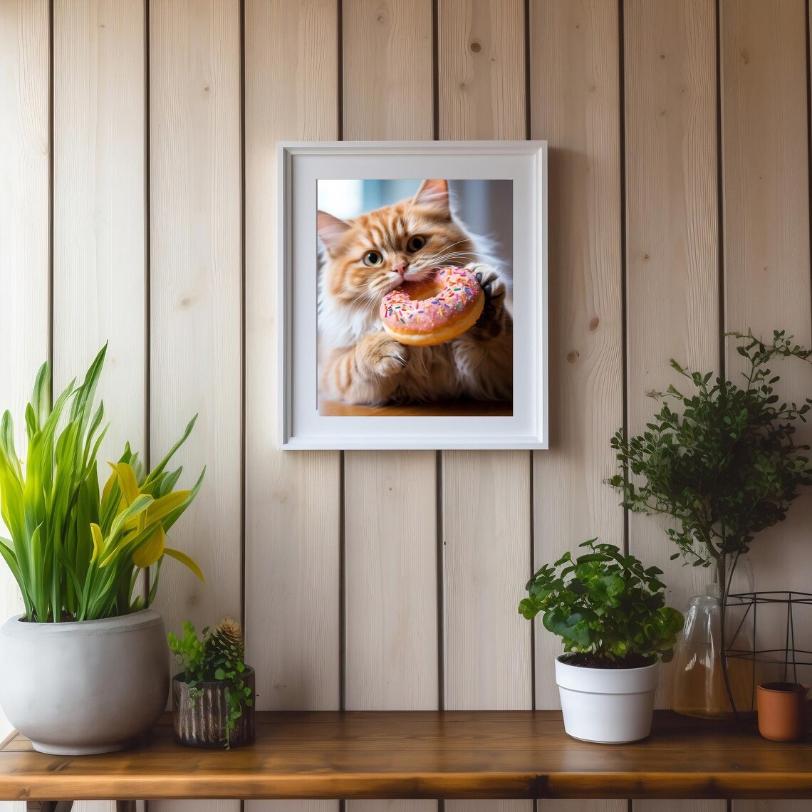 Funny Cat Eating Donut, Nursery Decor Poster - Image 3