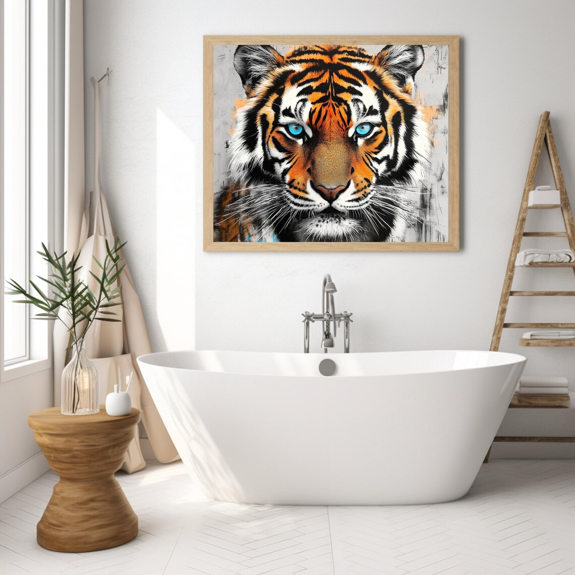 Tiger Blue Eye Abstract Jungle Animal Poster - Image 2