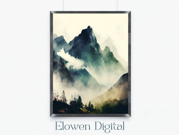 Smoky Moutain Wall Art Abstract Mountains Mountain Mountain Wall Art Mountain Landscape Mountain Watercolor
