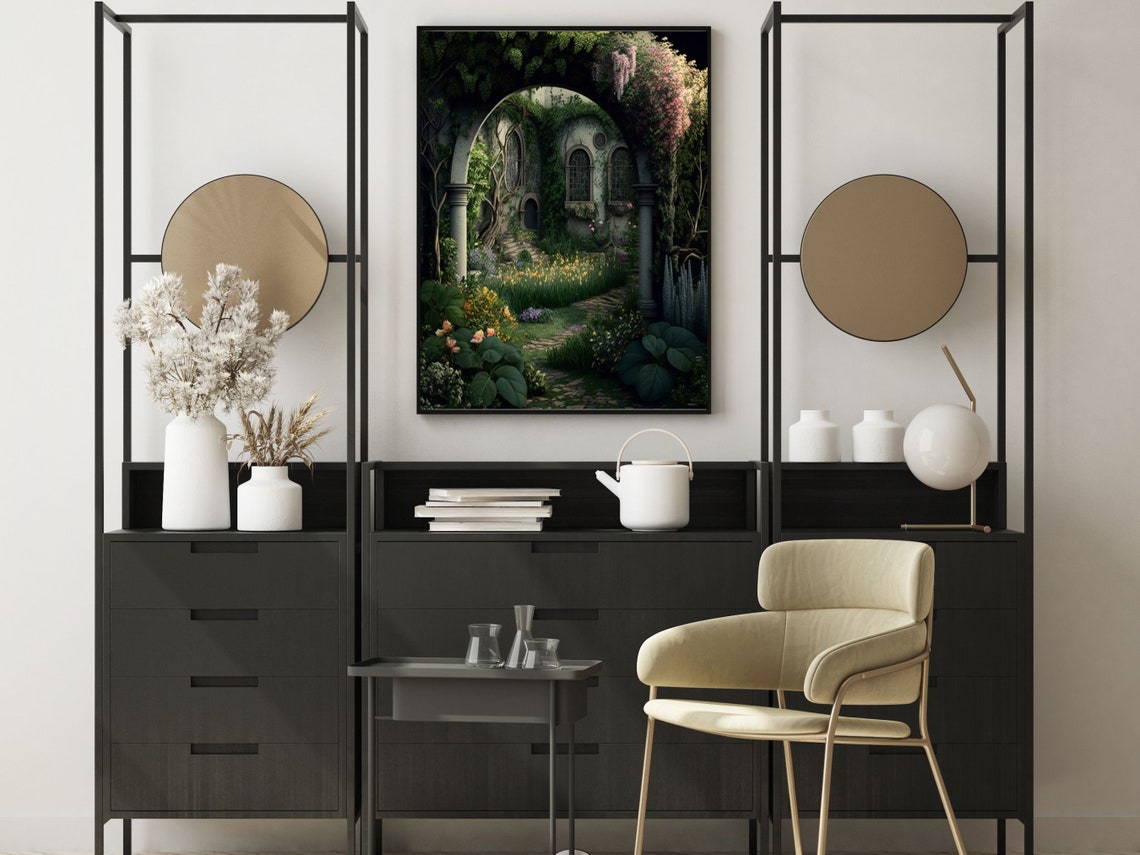 Secret Garden Courtyard Through an Ivy-Covered Stone Arch Poster - Image 5