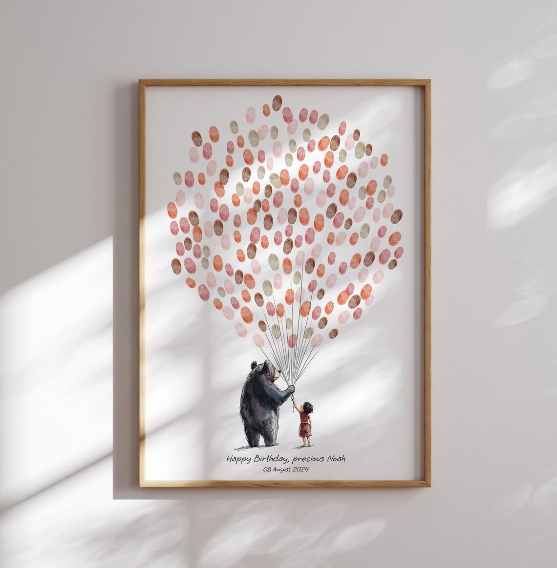 Birthday Balloon Signature Guest Book Bear Child Keepsake Poster - Image 2