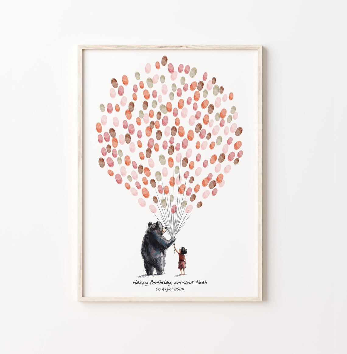 Birthday Balloon Signature Guest Book Bear Child Keepsake Poster