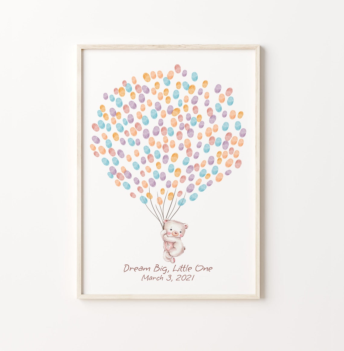 Baby Bear Guest Book Birthday Watercolor Art Print