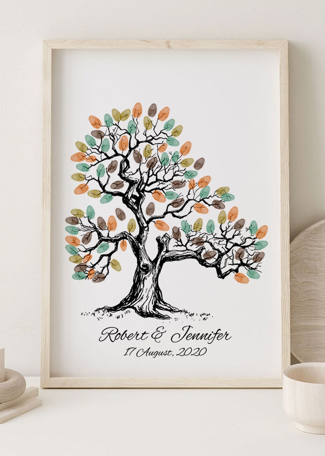 Wedding Fingerprint Tree Guest Book Wedding Thumbprint Tree Sketch Thumbprint Tree Family Fingerprint Tree Shower Guest Book - Image 4
