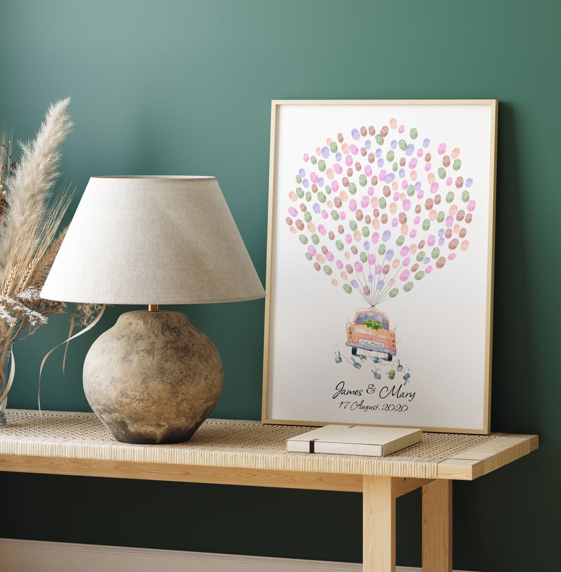 Just Married Thumbprint Guest Book Art Print - Image 2