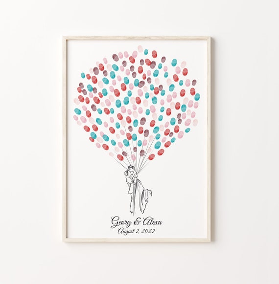 Wedding Couple Thumbprint Guest Book, Wall Art Print