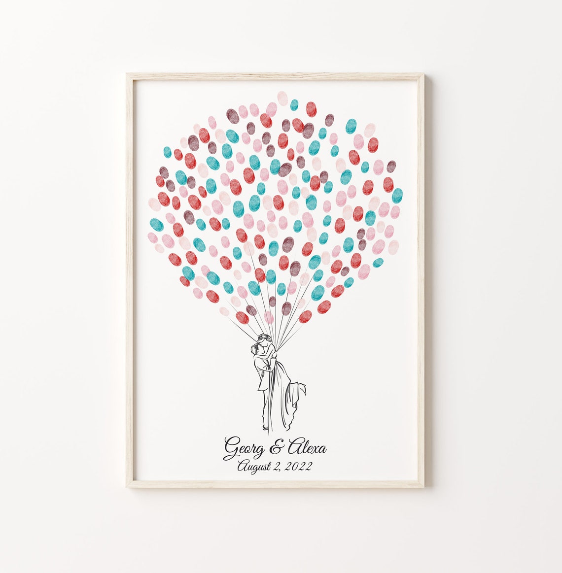 Wedding Couple Thumbprint Guest Book, Wall Art Print