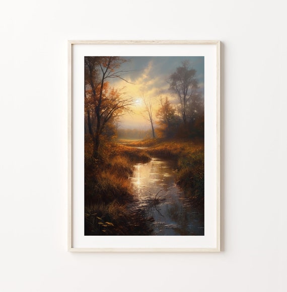 Natures Symphony Realistic Landscape Painting Art Majestic Sky Vibrant Fields And Enchanting Forest Instant