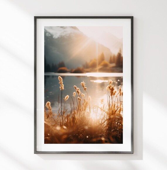 Golden Sunrise Serene Nature Poster Art Valleys Awakening Morning Glow Scenic Landscape Sunrise Poster Landscape Decor