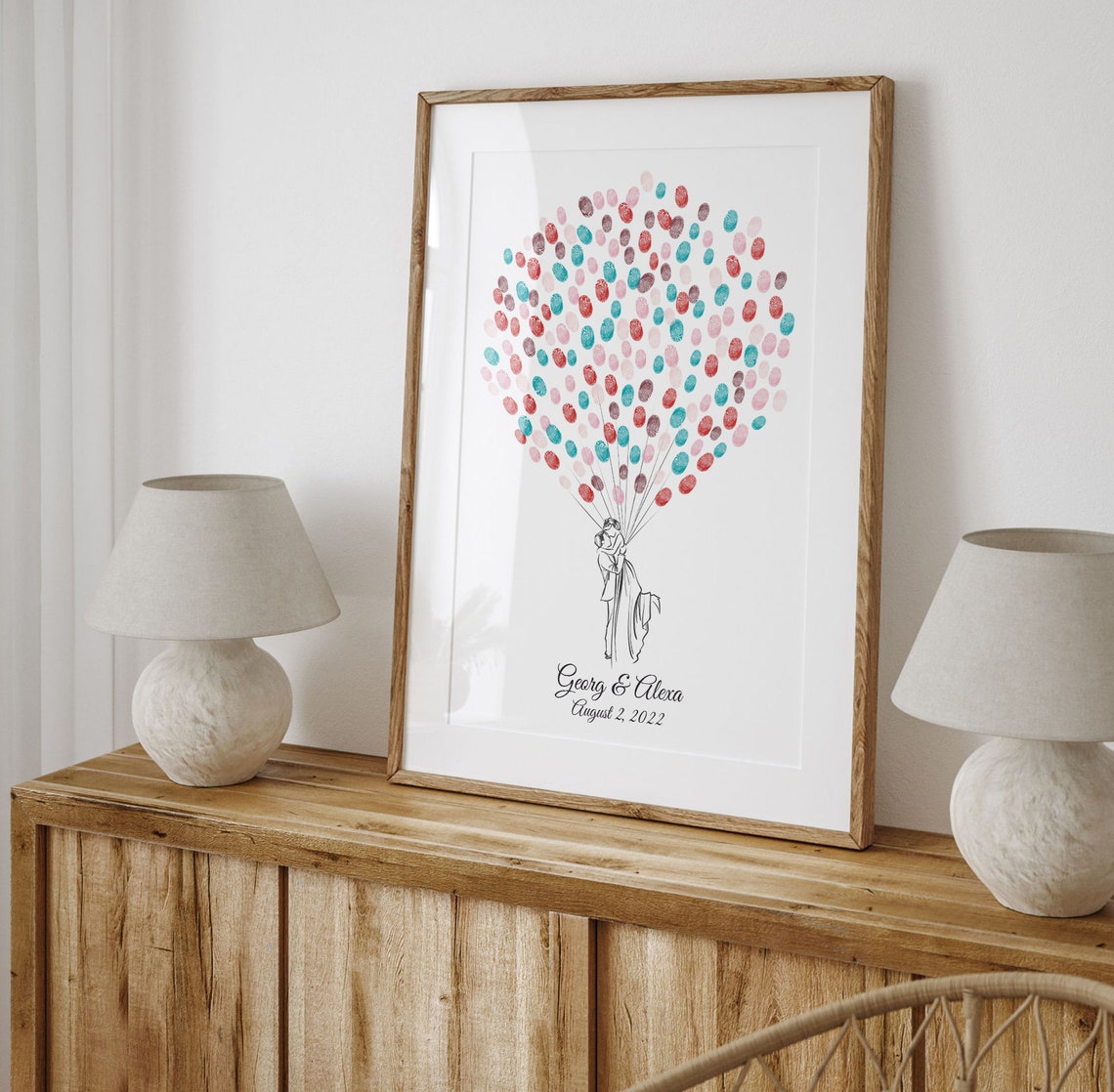 Wedding Couple Thumbprint Guest Book, Wall Art Print - Image 3