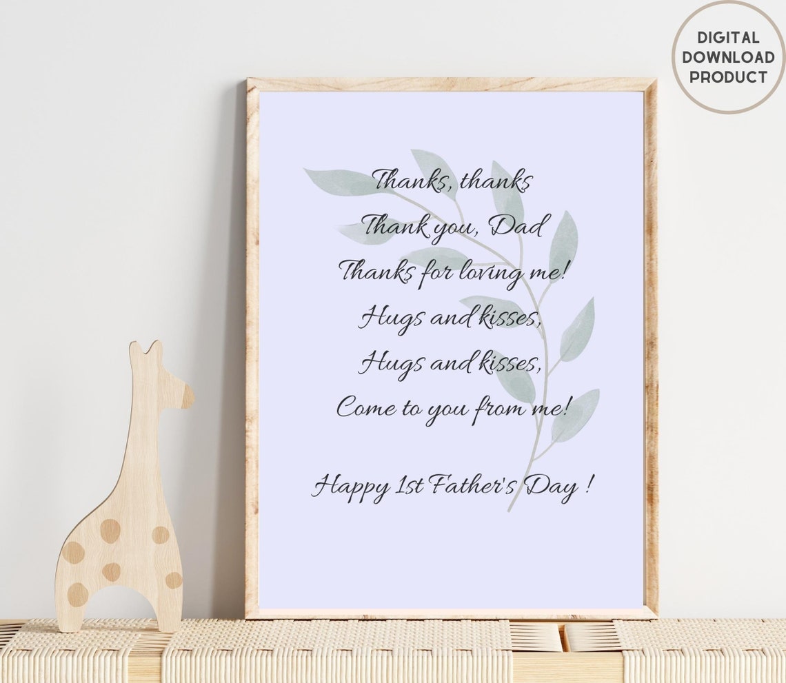 Thanks Thank You Dad First Father's Day Lavender Poem Poster