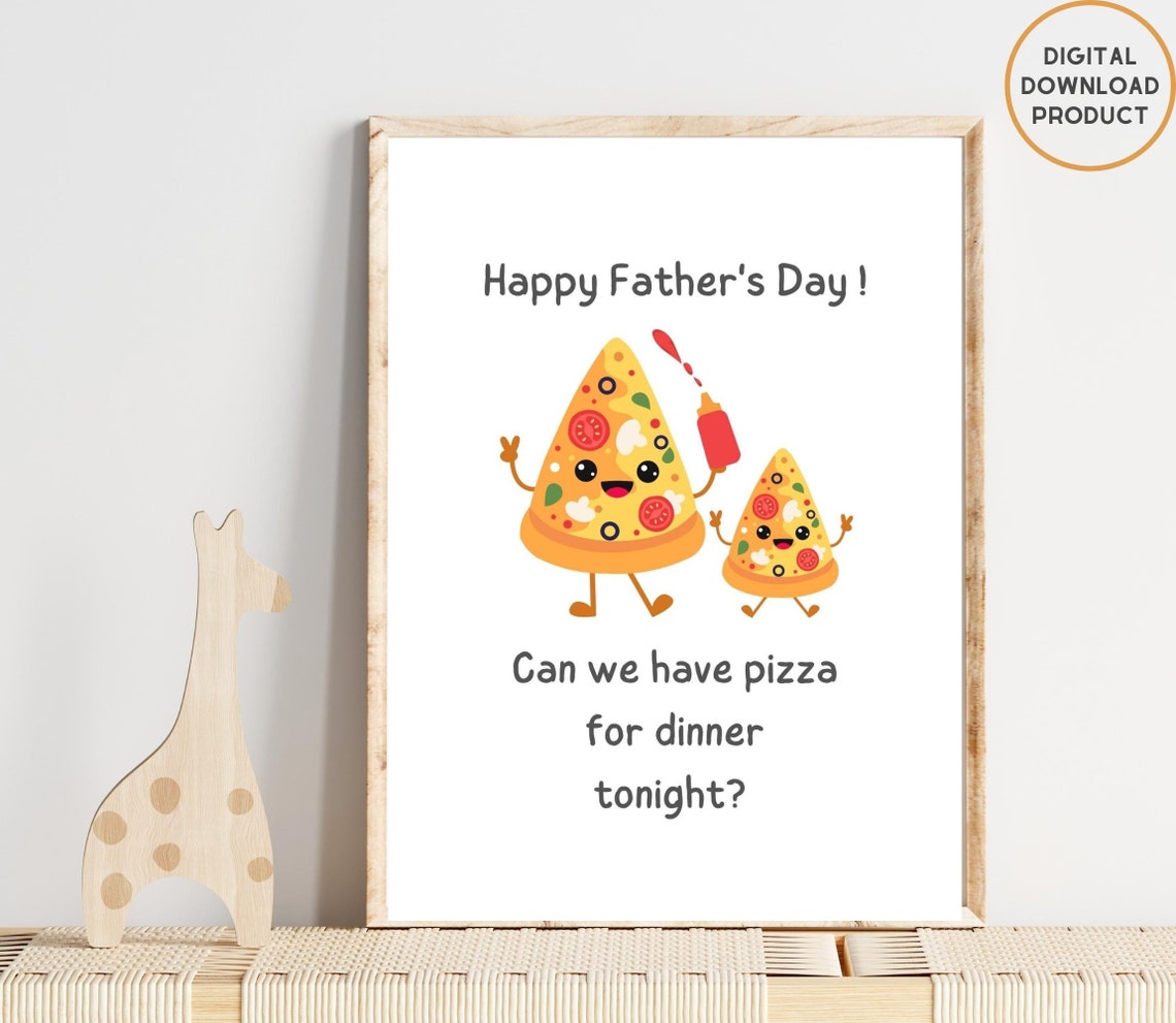 Cheeky Happy Father's Day Pizza for Dinner Funny Pun Quote Poster