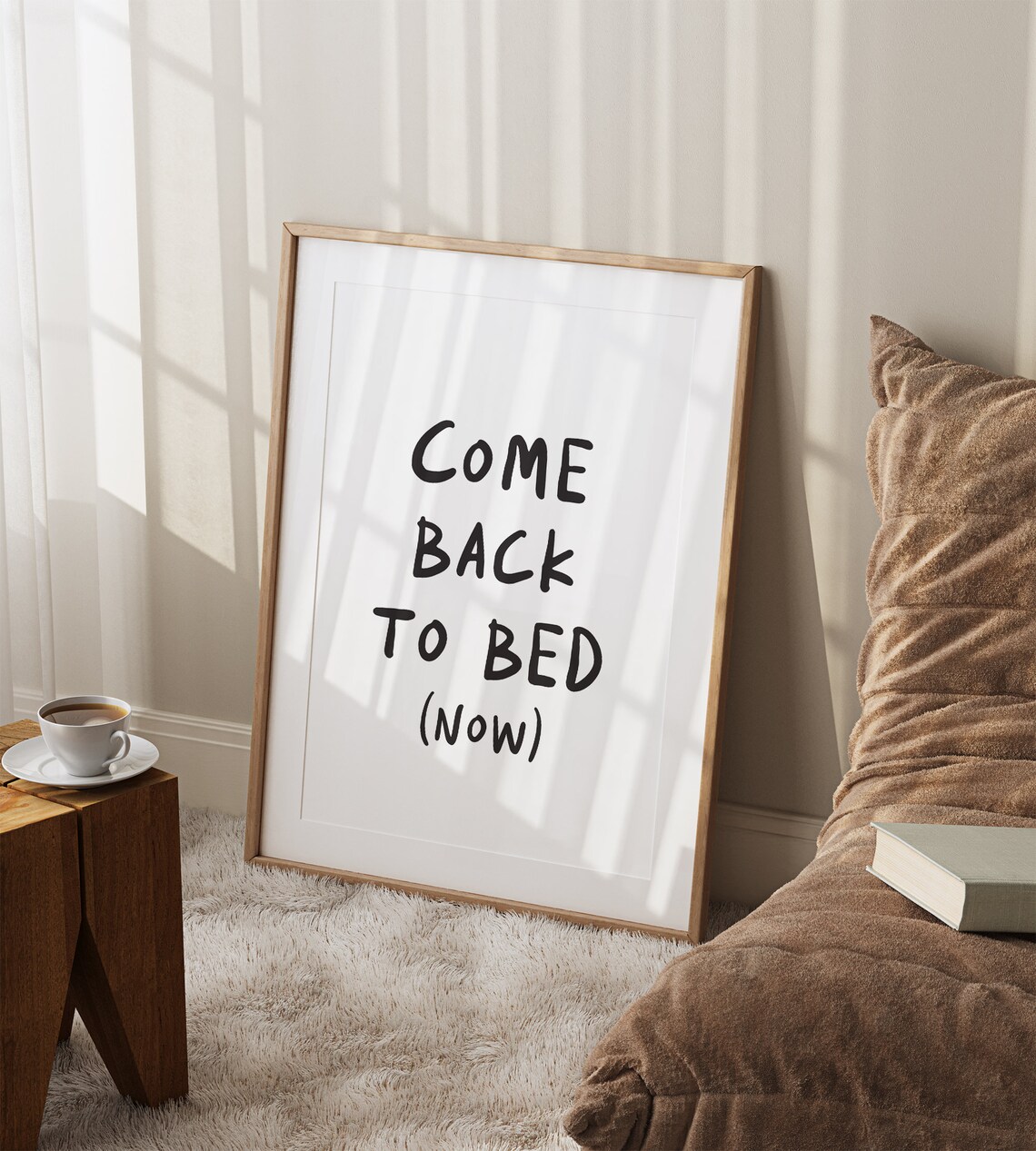 Cheeky Come Back To Bed Now Black Handwritten Bedroom Quote Poster - Image 2