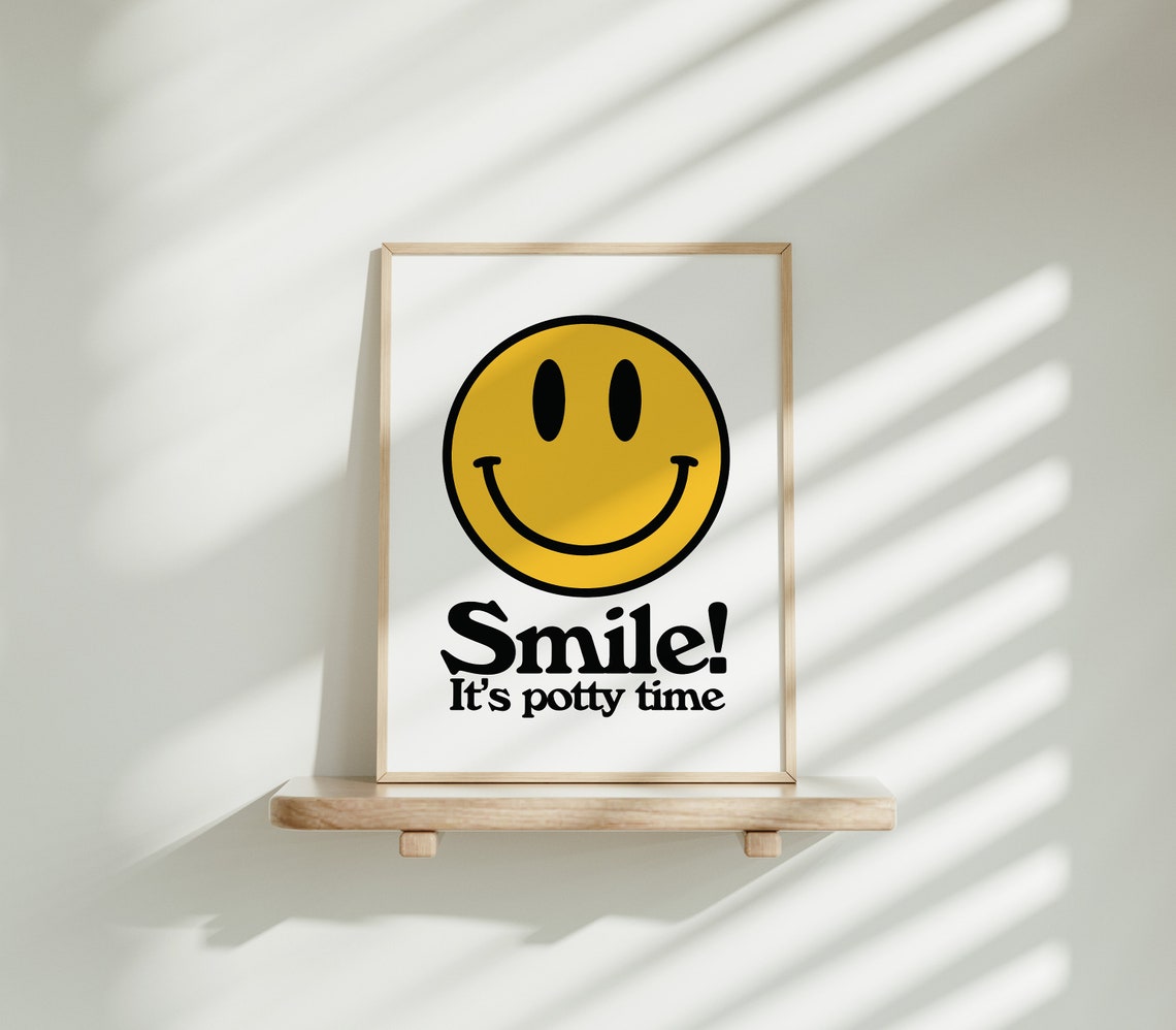 Smile It's Potty Time Smiley Face Funny Kids Bathroom Poster - Image 2