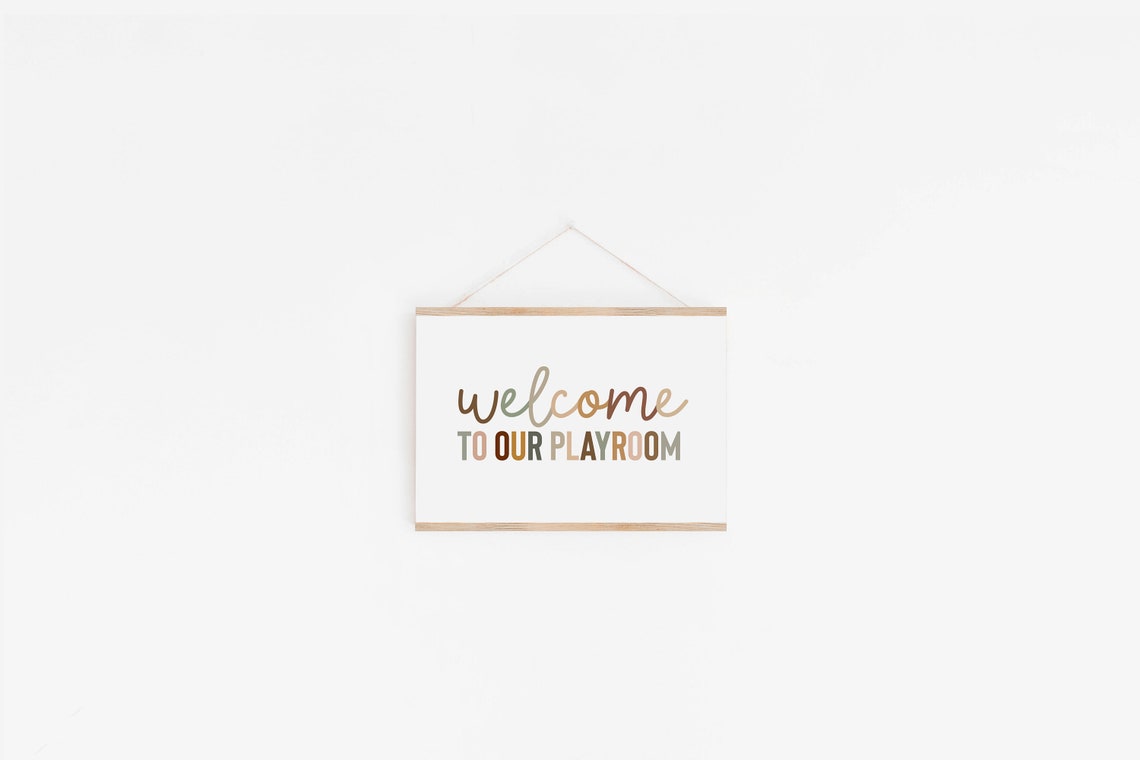 Welcome to Our Playroom Script Earth Tone Nursery Quote Poster - Image 2