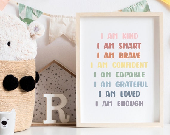 Affirmations For Kids Rainbow Affirmations Wood Sign I Am Kind Smart Loved Inspirational Nursery Decor