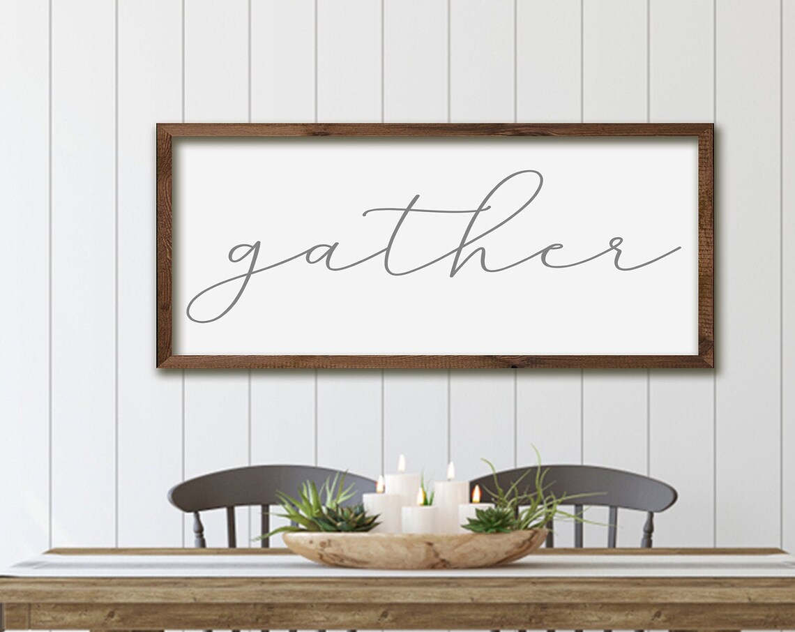 Gather Wood Sign, Farmhouse Fall Wall Art Print