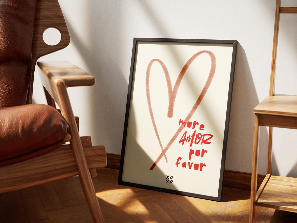 More Amor Por Favor Love Poster Trendy Living Room Decor Playing Card Quote Art Aesthetic Cute Gift Wall Art 1 Print - Image 2
