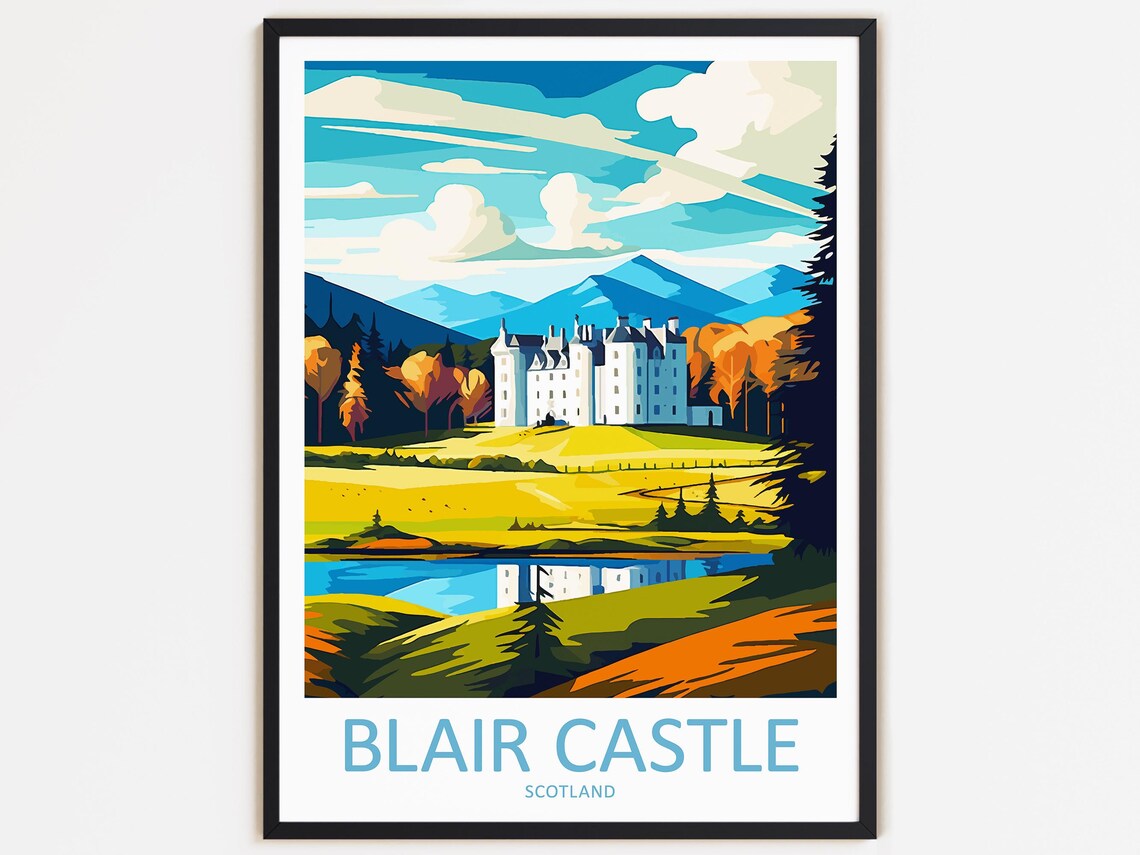 Blair Castle Travel Poster, Scotland Landmarked Art