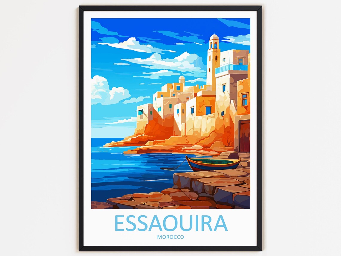 Essaouira Travel Poster, Morocco Wall Decor