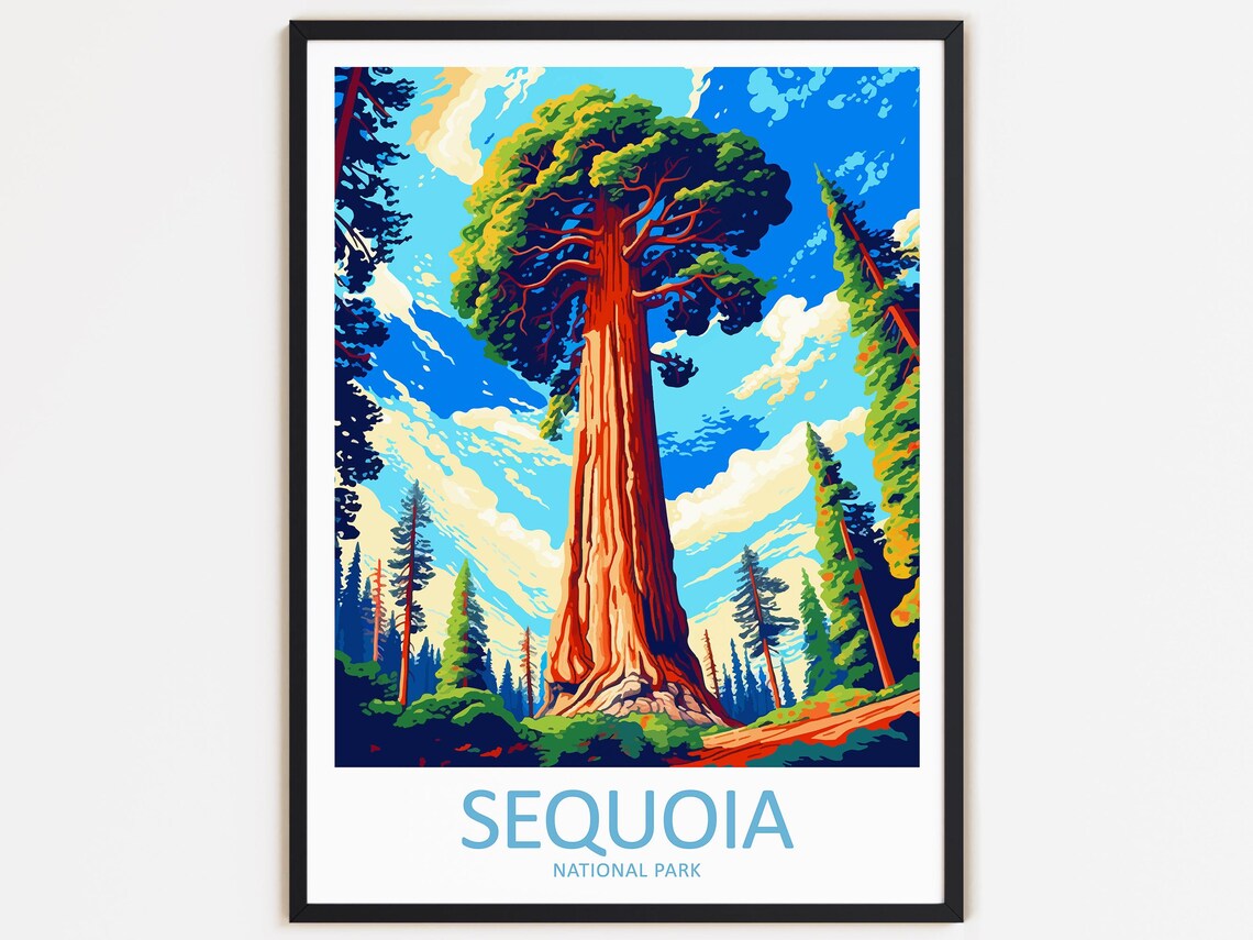 Sequoia National Park Giant Forest Tree Ancient Redwood Travel Poster