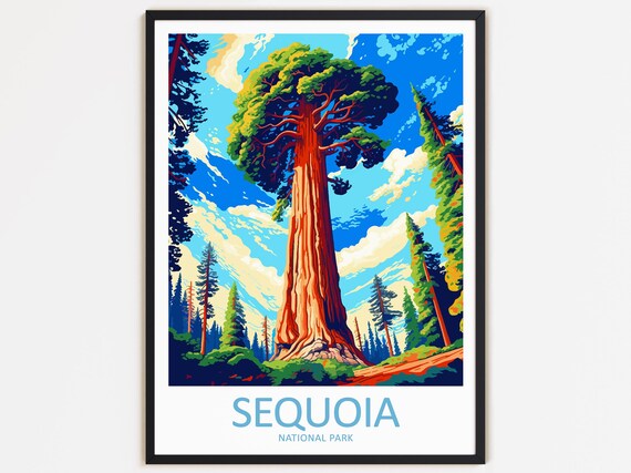 Sequoia National Park Giant Forest Tree Ancient Redwood Travel Poster